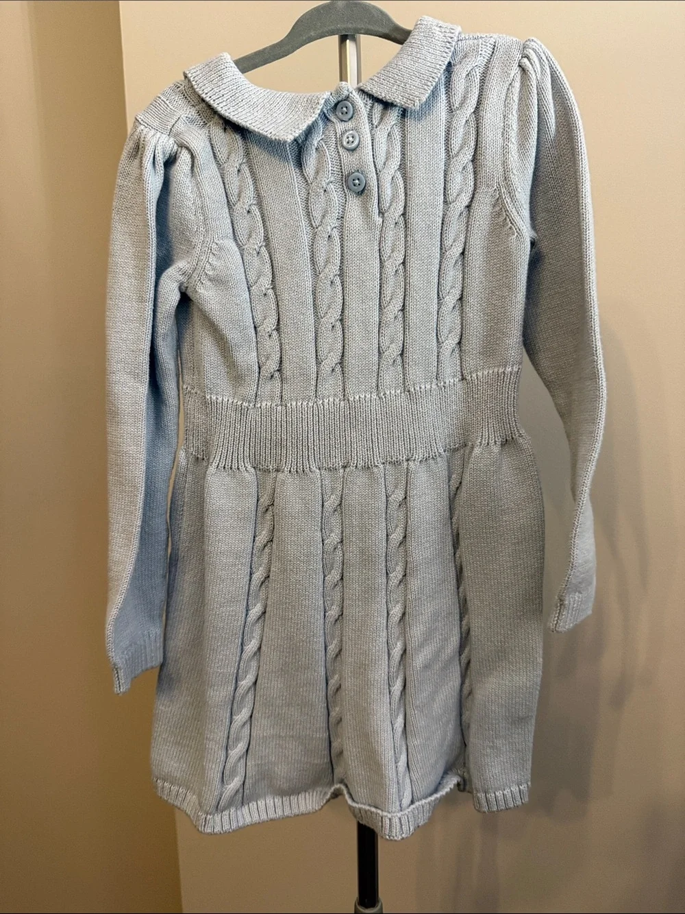 Gymboree Light Blue Cable-Knit Dress with Peter Pan Collar